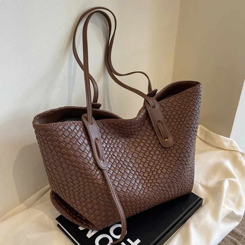 Dames Casual Gevlochten Schoudertas Kunstleer 2