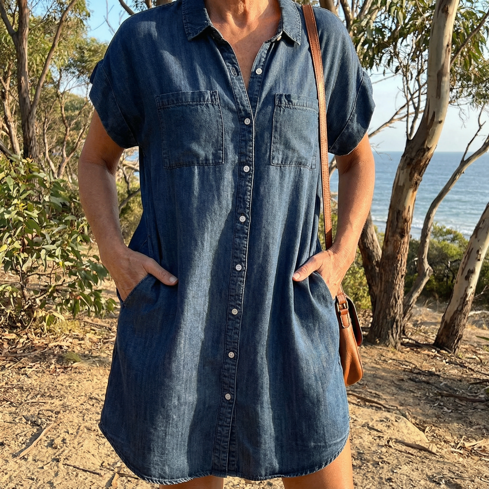 Dames Casual Jurk Denim Print 5