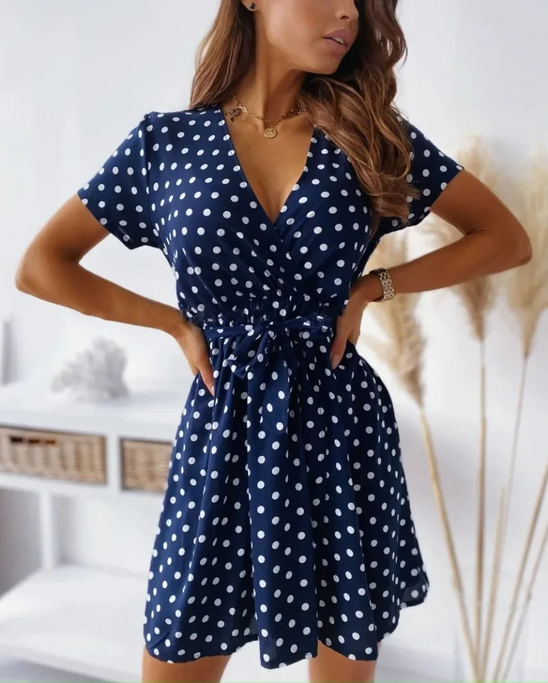 Dames Casual Jurk met Polka Dot en V-hals 6