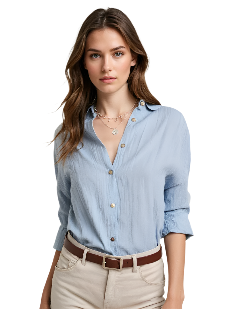 Dames Casual Overhemd Met Knoopsluiting en Losse Pasvorm 0