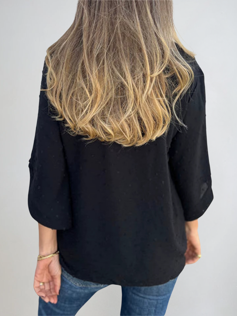 Dames Casual T-Shirt Met Knopjes en Textuur 3