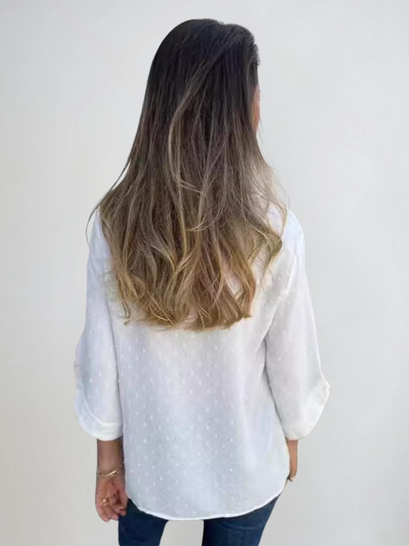 Dames Casual T-Shirt Met Knopjes en Textuur 4