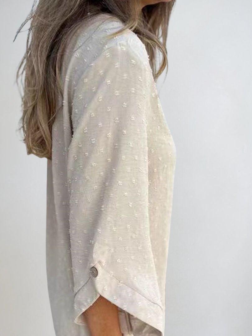 Dames Casual T-Shirt Met Knopjes en Textuur 7