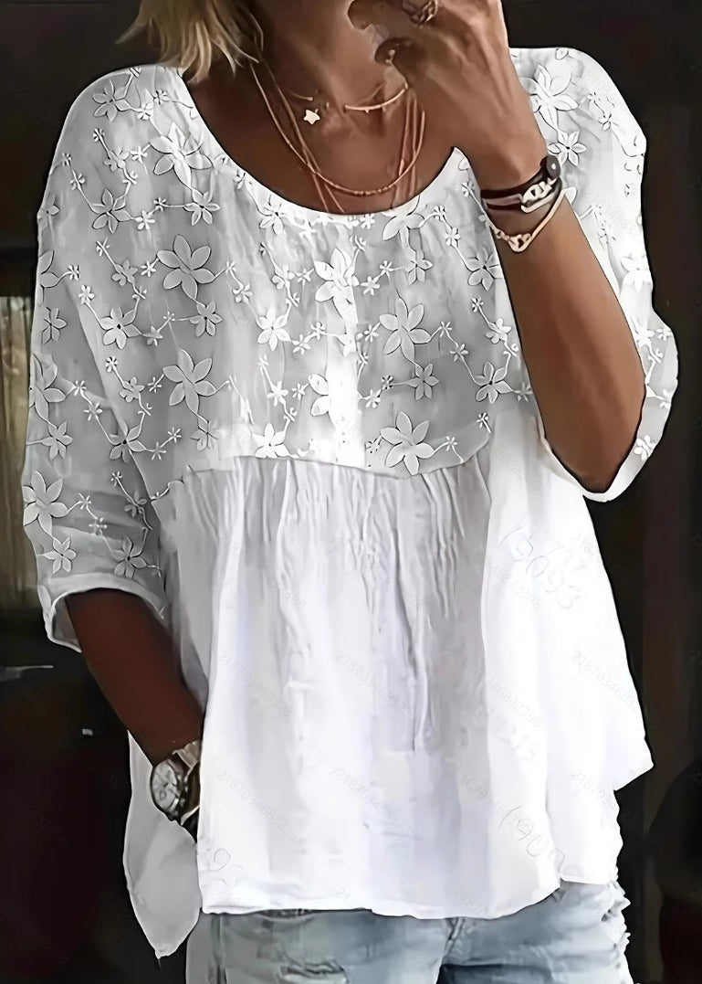 Dames Casual Top met O-hals en Bloemenprint 4