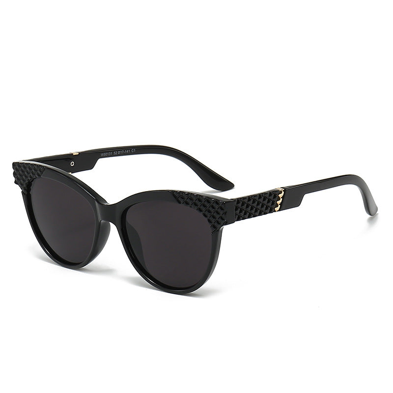 Dames Cat-Eye Zonnebril met Gestructureerd Frame 0