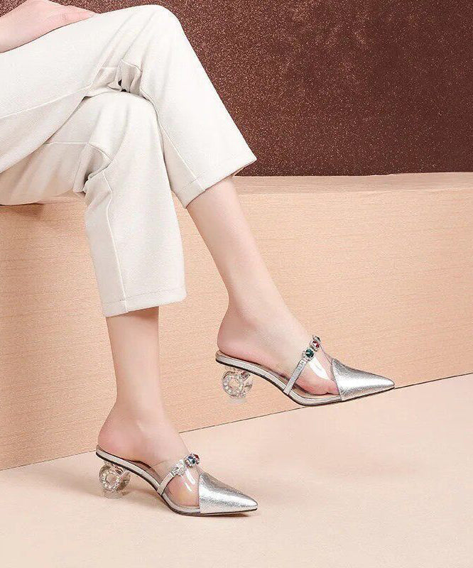 Dames Chunky Slide Sandalen met Puntige Neus 1