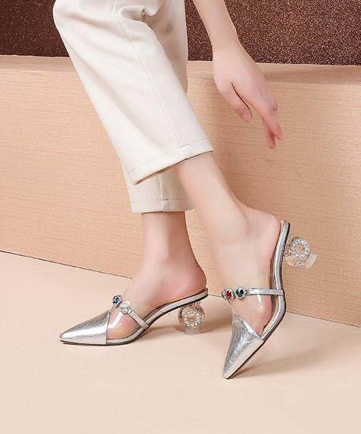 Dames Chunky Slide Sandalen met Puntige Neus 4