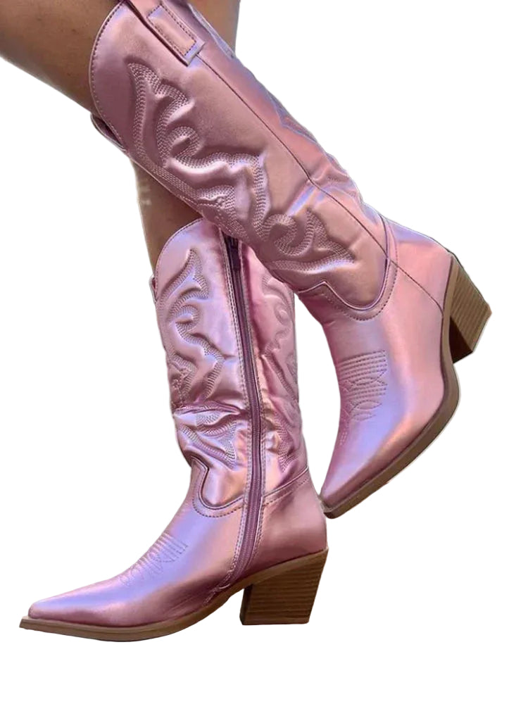 Dames Cowboylaarzen Metallic Stijl voor Elke Gelegenheid 0
