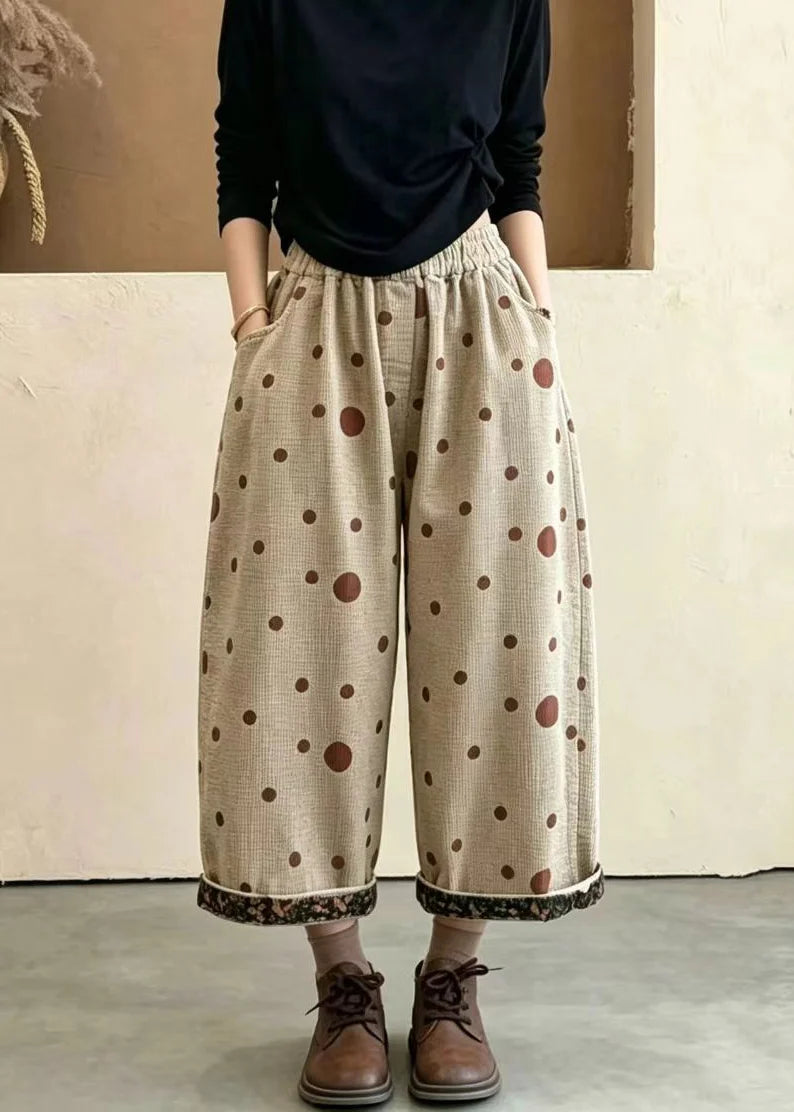 Dames Cropped Broek Met Stippenprint En Omslag 2