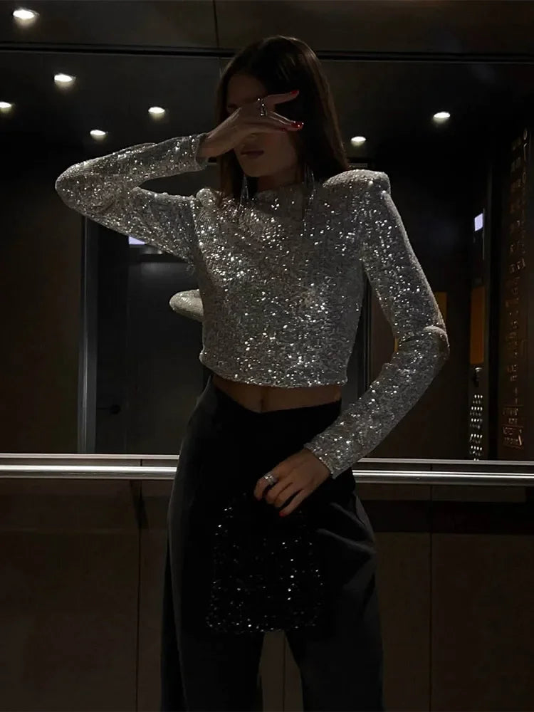 Dames Cropped Top met Pailletten 1