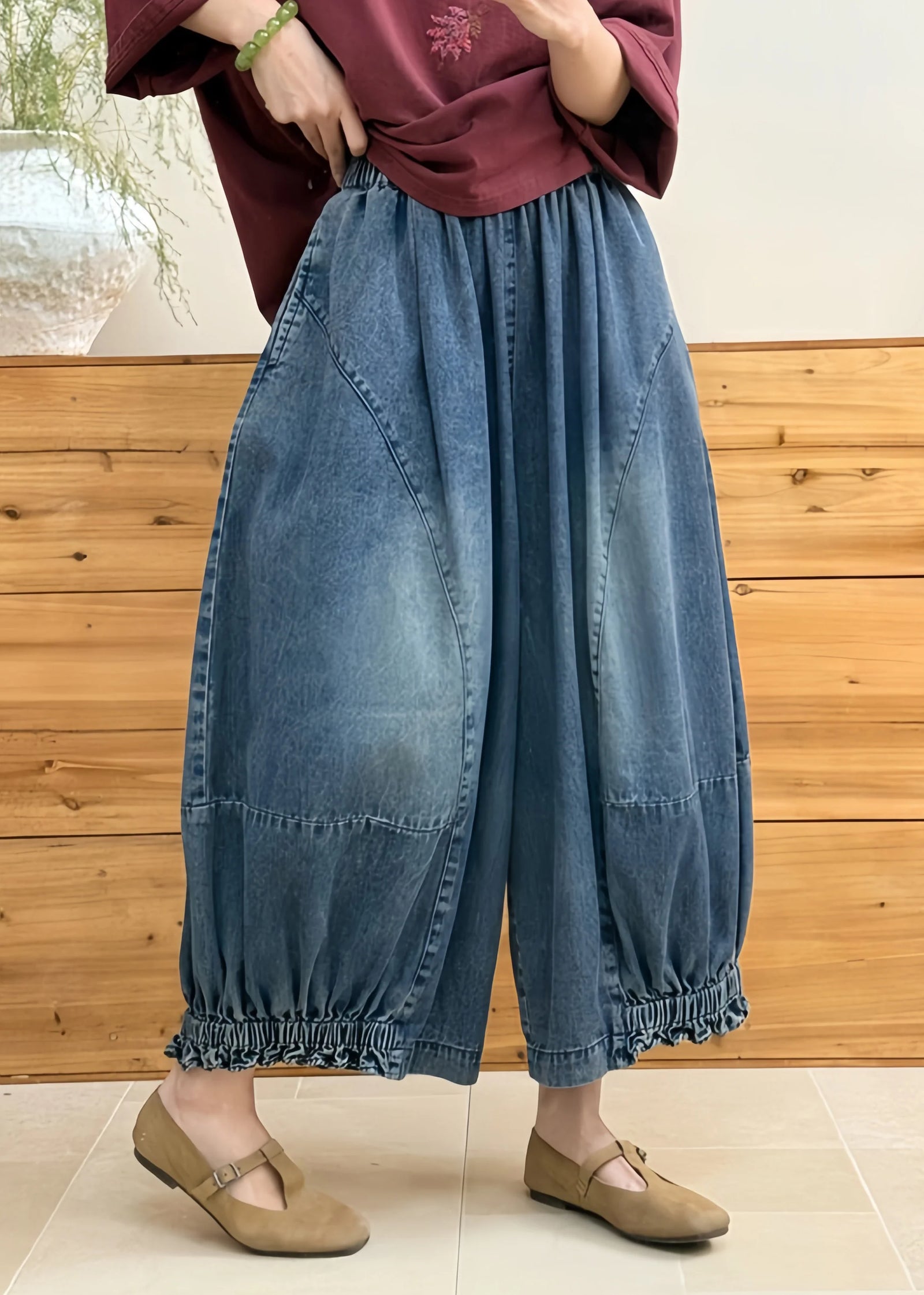 Dames Denim Broek Losvallend Lantaarnmodel 1