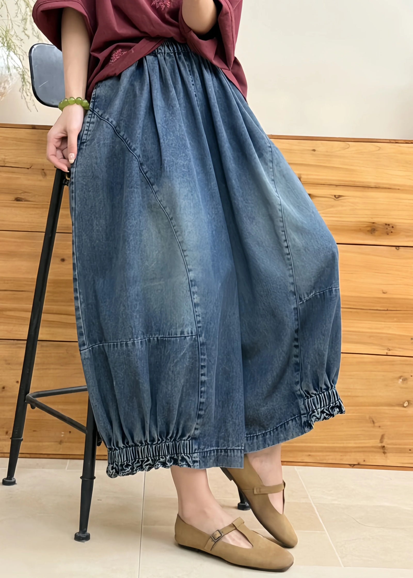Dames Denim Broek Losvallend Lantaarnmodel 2