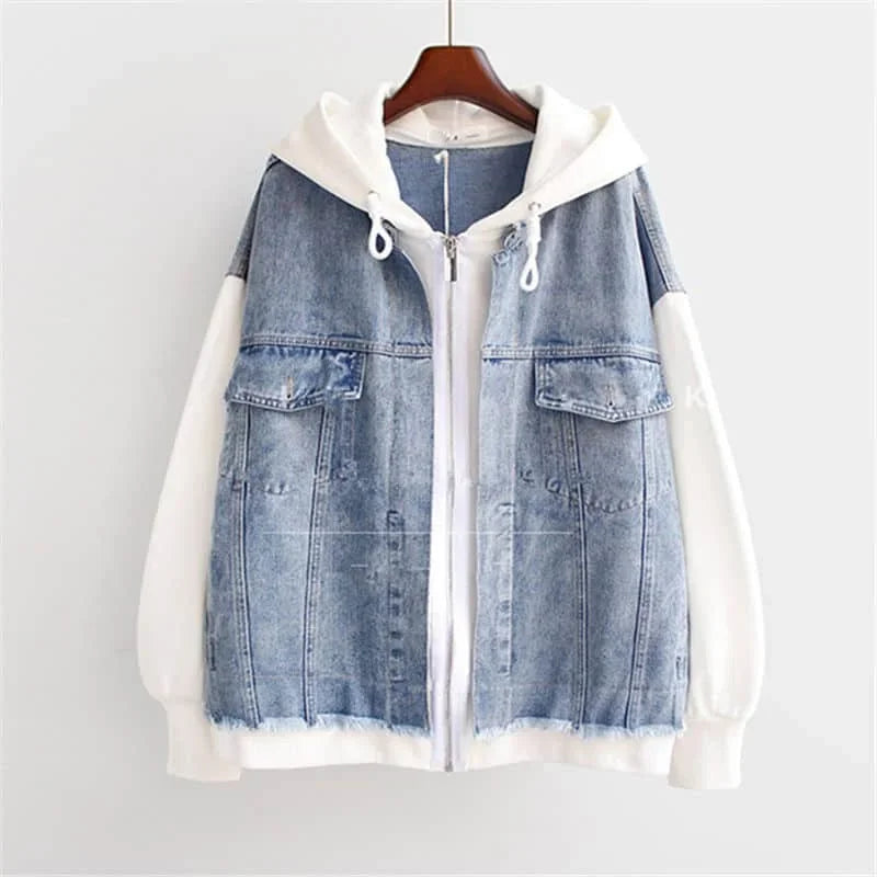 Dames Denim Hoodie Retro Stijl 1