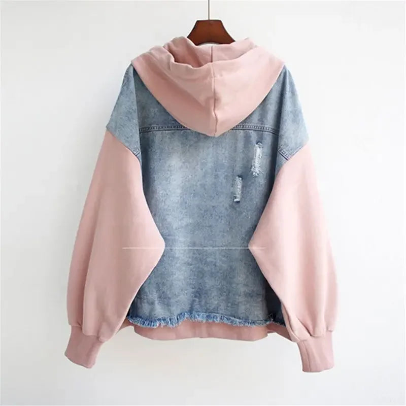 Dames Denim Hoodie Retro Stijl 7