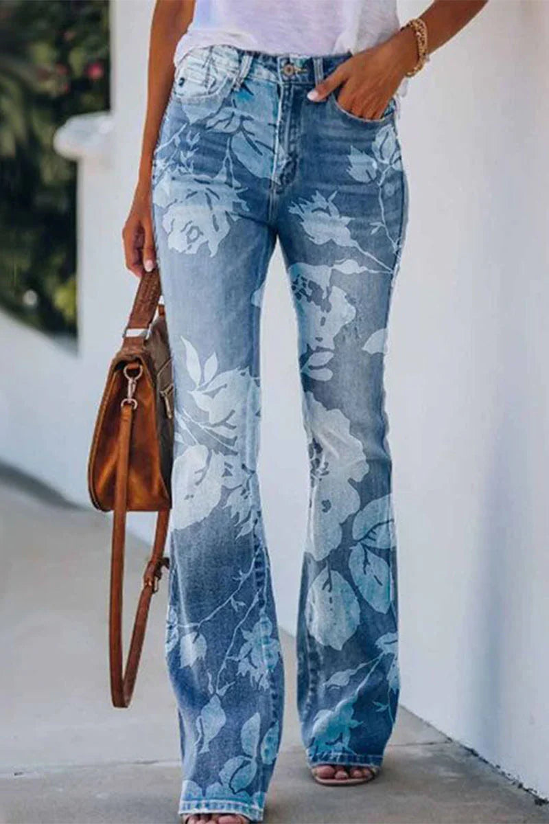 Dames Denim Jeans met Bloemenzakdetails 5