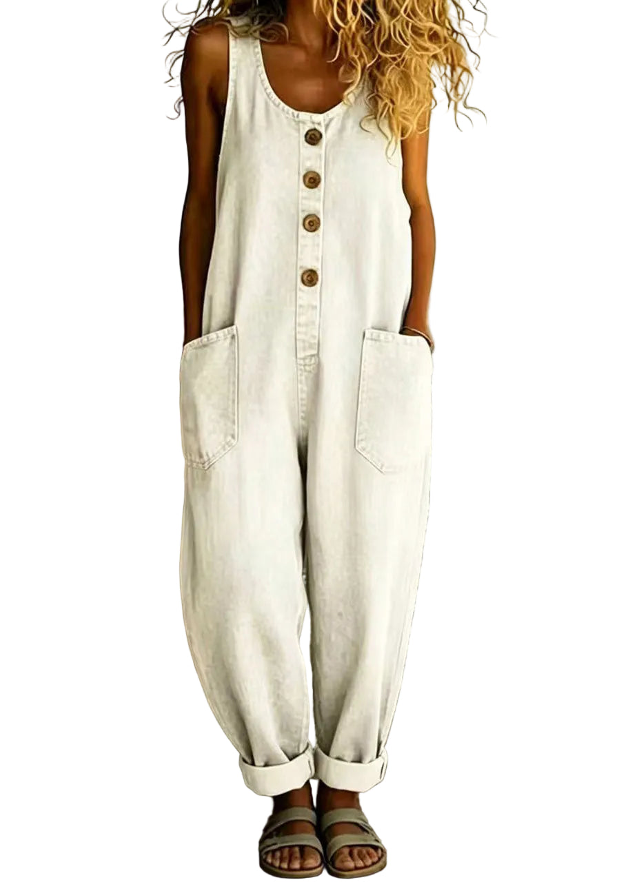 Dames Denim Jumpsuit Oversized Vintage Stijl 0