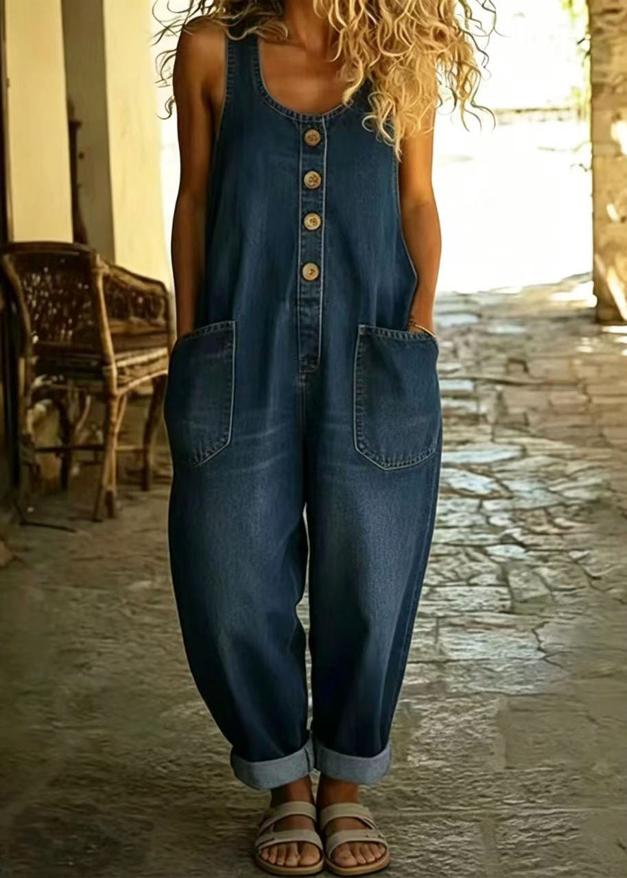 Dames Denim Jumpsuit Oversized Vintage Stijl 4