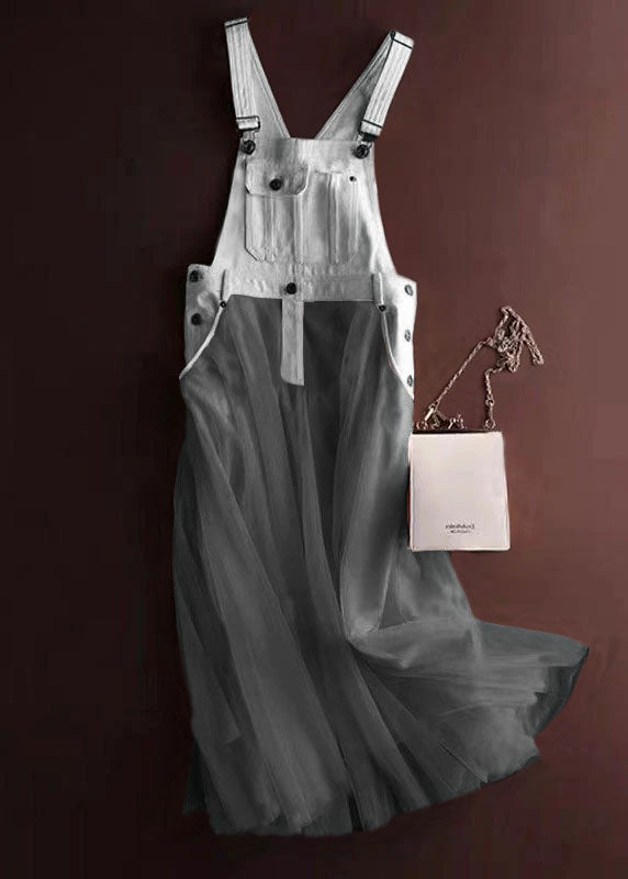 Dames Denim Strap Dress met Tulle Patchwork 5