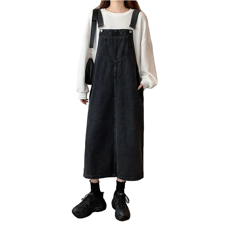 Dames Denim Tuinbroekjurk Casual 0