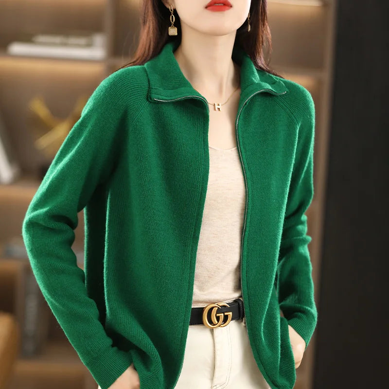 Dames Dubbele Rits Vest Wol Katoen 5