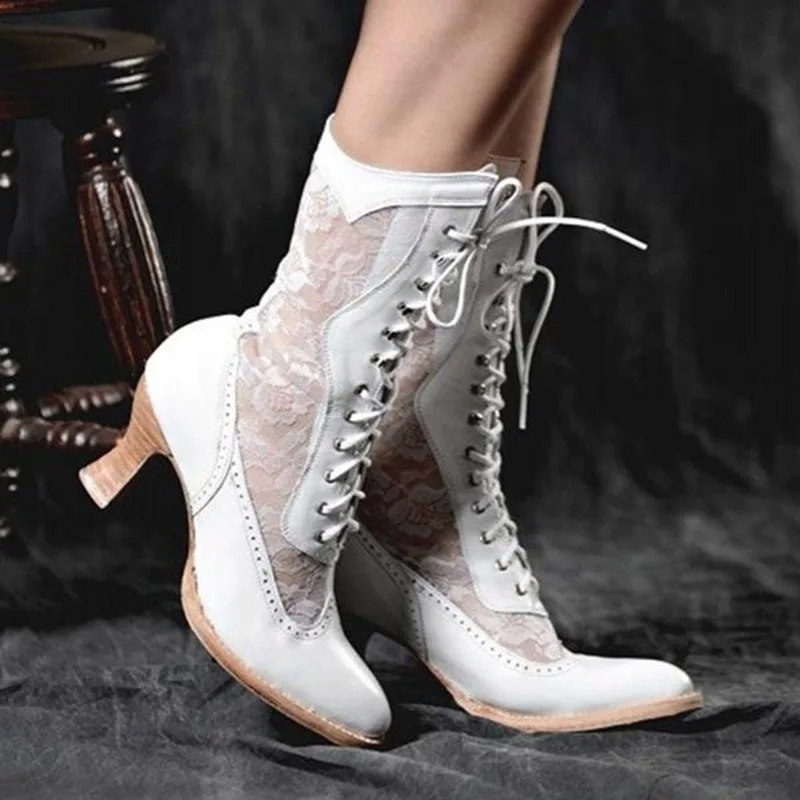 Dames Enkellaarsjes Vintage Met Hak 0