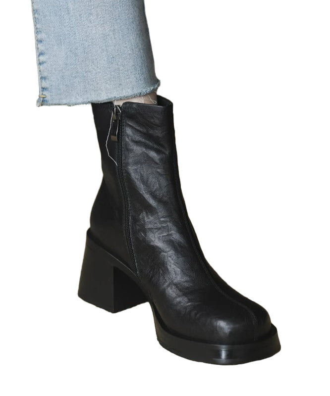 Dames Enkellaarsjes met Dikke Hak en Ritssluiting 0