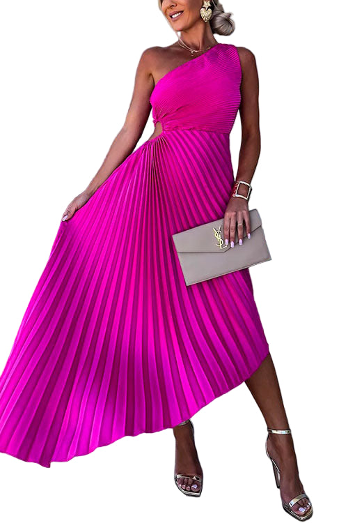 Dames Feestjurk One-Shoulder Met Uitgesneden Taille 0