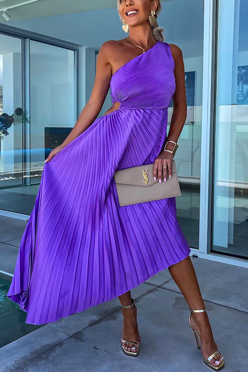 Dames Feestjurk One-Shoulder Met Uitgesneden Taille 4