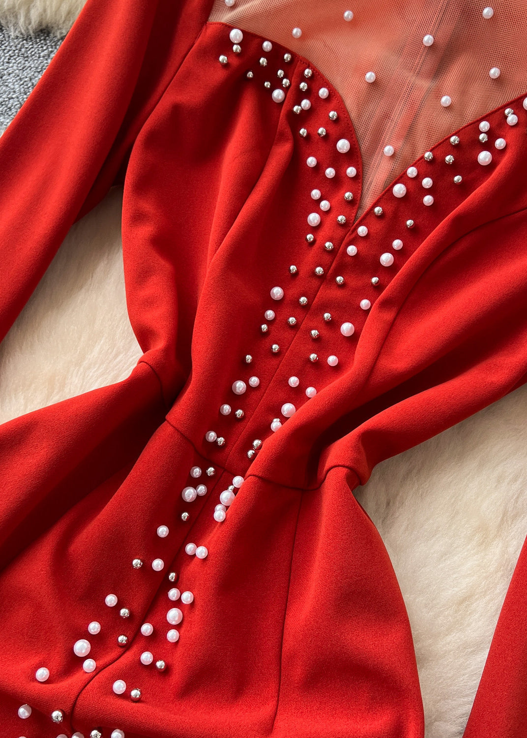 Dames Feestjurk Patchwork Met Zij-Open Ontwerp 3
