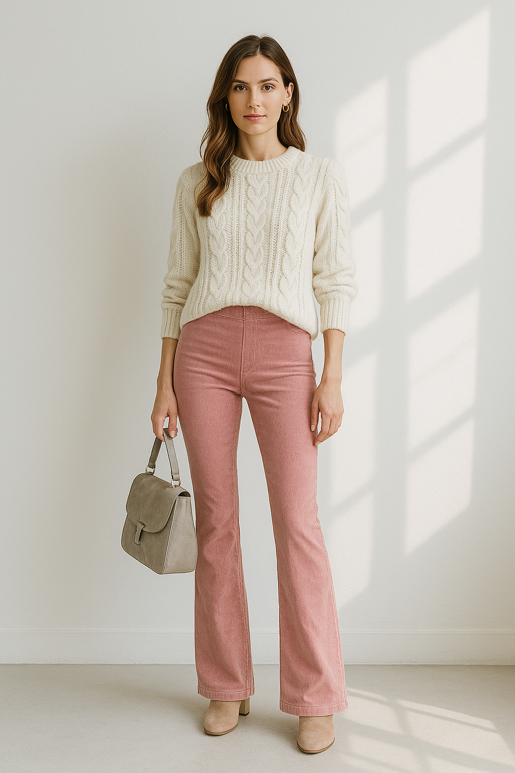 Dames Flared Broek Hoge Taille Zachte Gemengde Stof 1