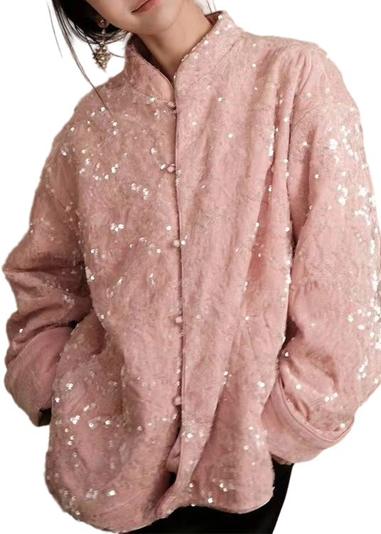 Dames Fluwelen Jas met Pailletten en Lange Mouwen 0