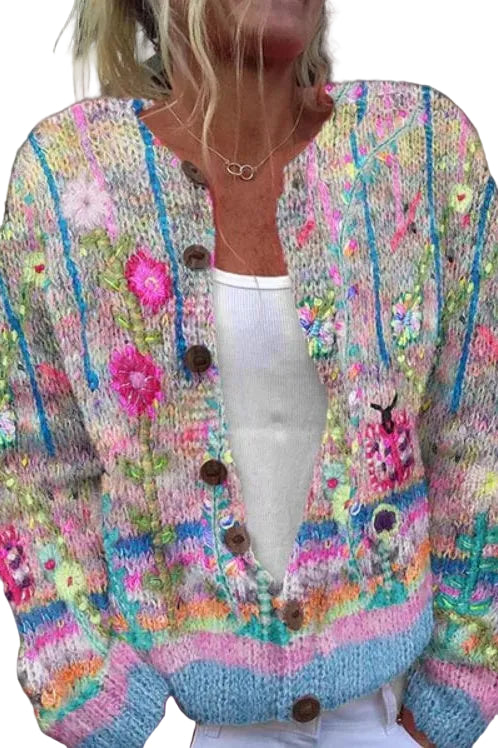 Dames Gebloemd Vest Met Artistiek Ontwerp 0