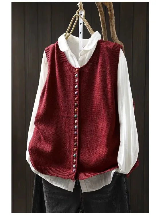 Dames Gebreid Vest Casual 2