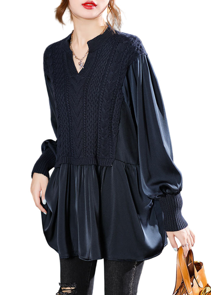 Dames Gebreide Blouse met Pofmouwen voor de Winter 0