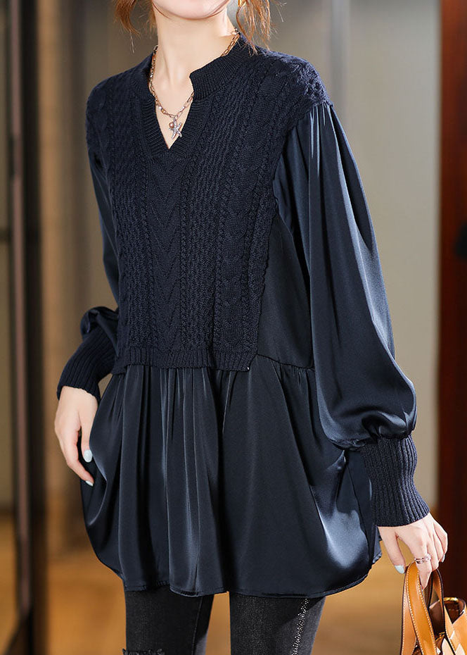 Dames Gebreide Blouse met Pofmouwen voor de Winter 2