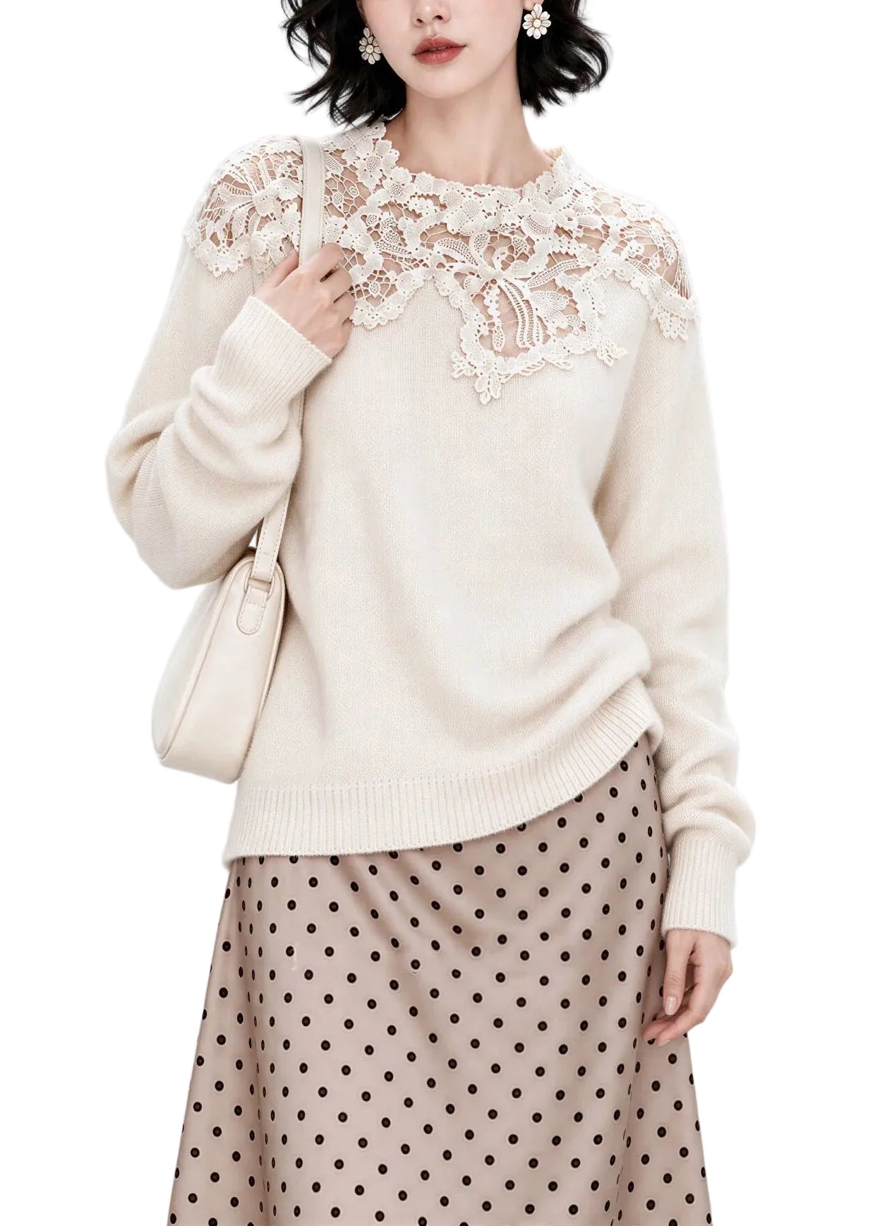 Dames Gebreide Trui Met Patchwork Detail 0