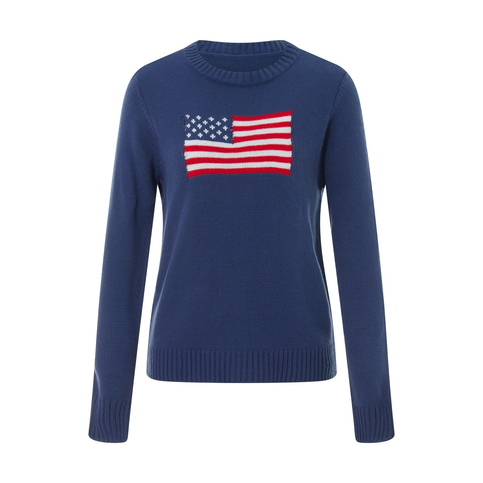 Dames Gebreide Trui met Amerikaanse Vlag Streetwear Stijl 4