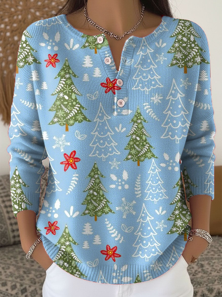 Dames Gebreide Trui met Knoopdetails voor Kerst 3