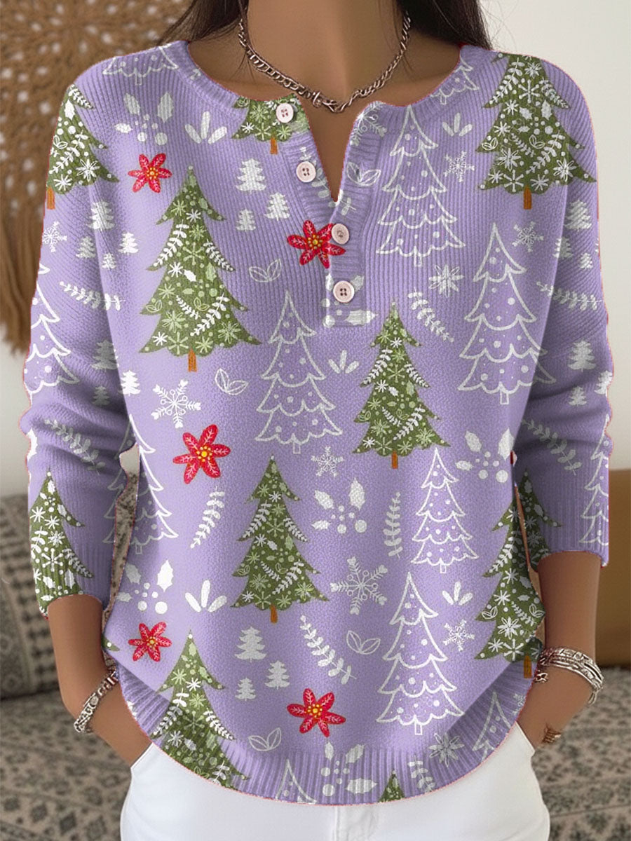 Dames Gebreide Trui met Knoopdetails voor Kerst 5