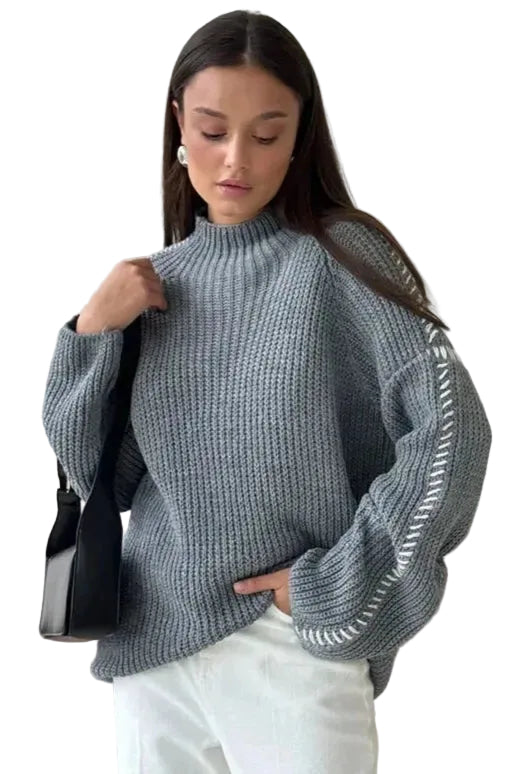 Dames Gebreide Trui met Patchwork en Oversized Pasvorm 6