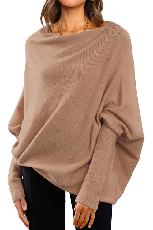 Dames Gebreide Trui met Vleermuismouwen 0