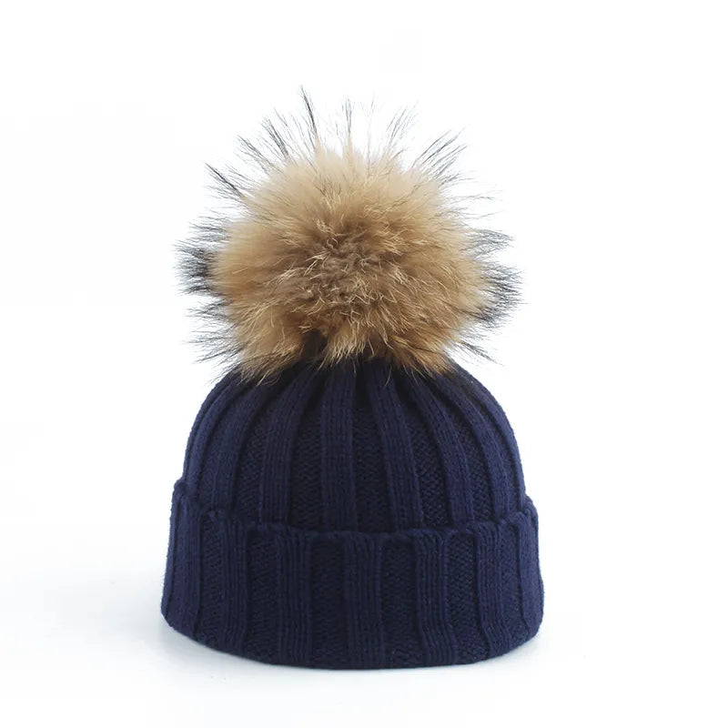 Dames Gebreide Wintermuts met Pompons 3
