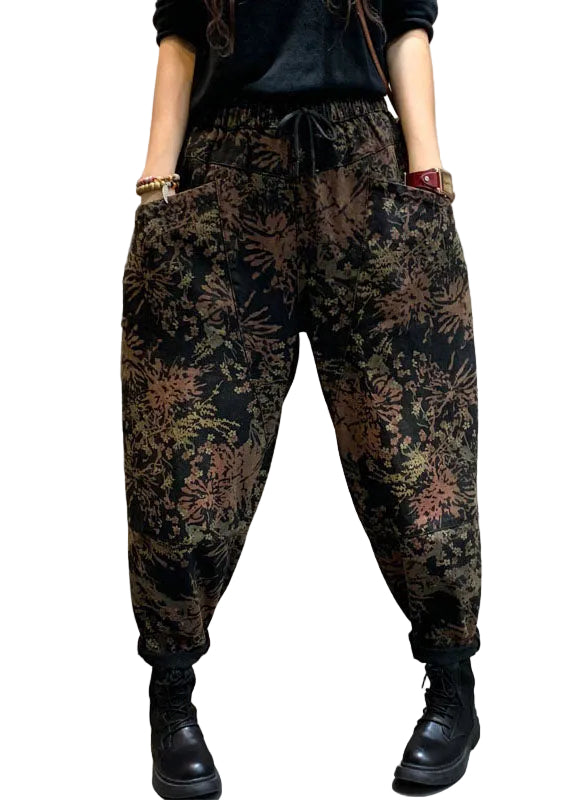 Dames Getailleerde Denimbroek met Modeprint 0