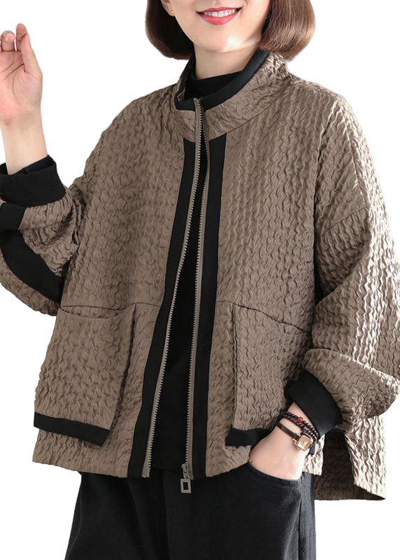 Dames Getailleerde Patchwork Jas met Zakken 0