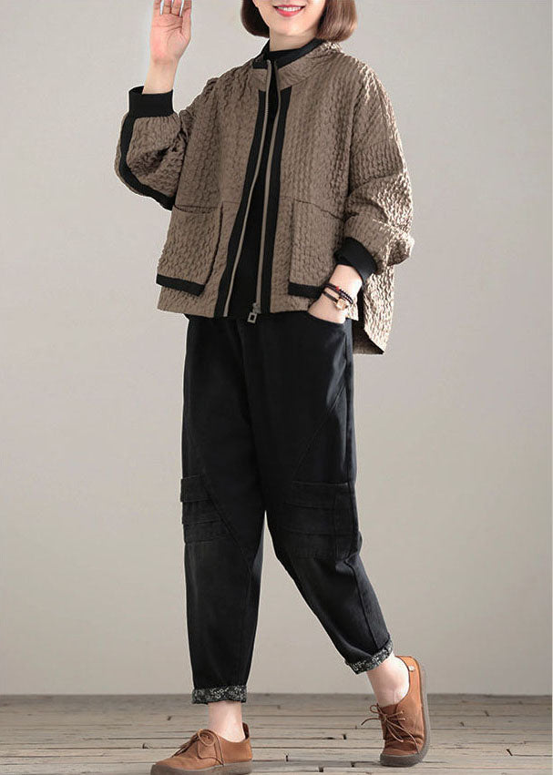 Dames Getailleerde Patchwork Jas met Zakken 2