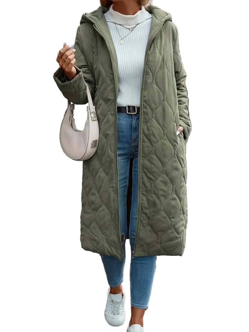 Dames Gewatteerde Jas met Kapuze en Lange Mouwen 0