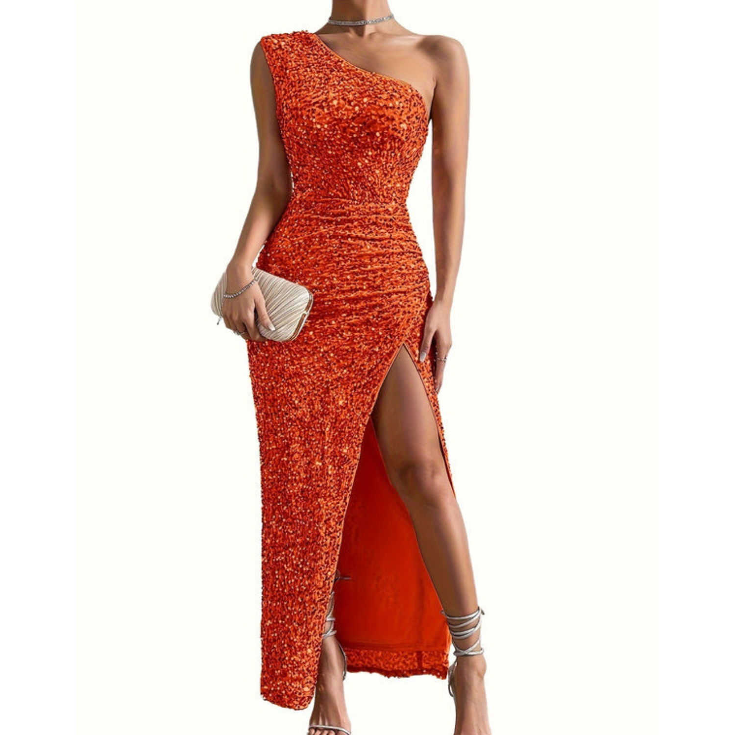 Dames Glitter Jurk Off-the-Shoulder 5