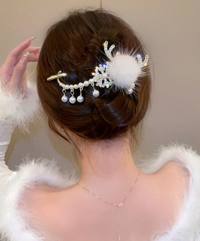 Dames Haarspeld Met Fuzzy Bal En Gewei Design 4