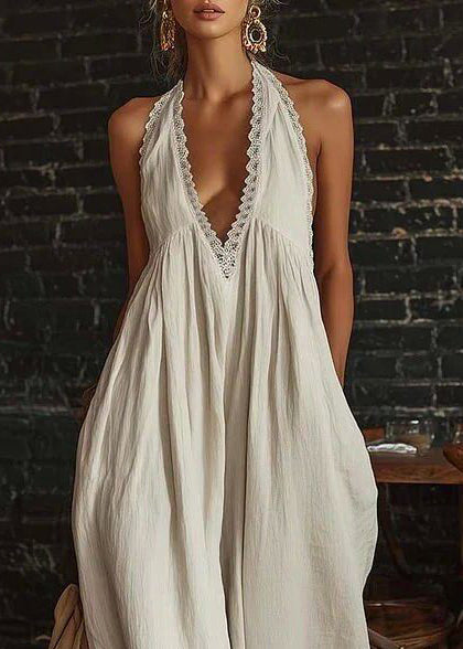 Dames Halter Jumpsuit V-hals Patchwork Zomerstijl 3