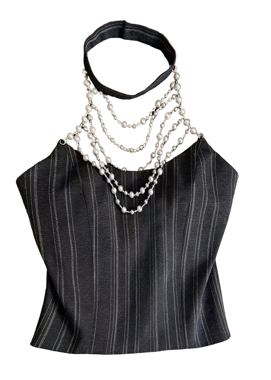 Dames Haltertop Gestreept Zomerstijl 0